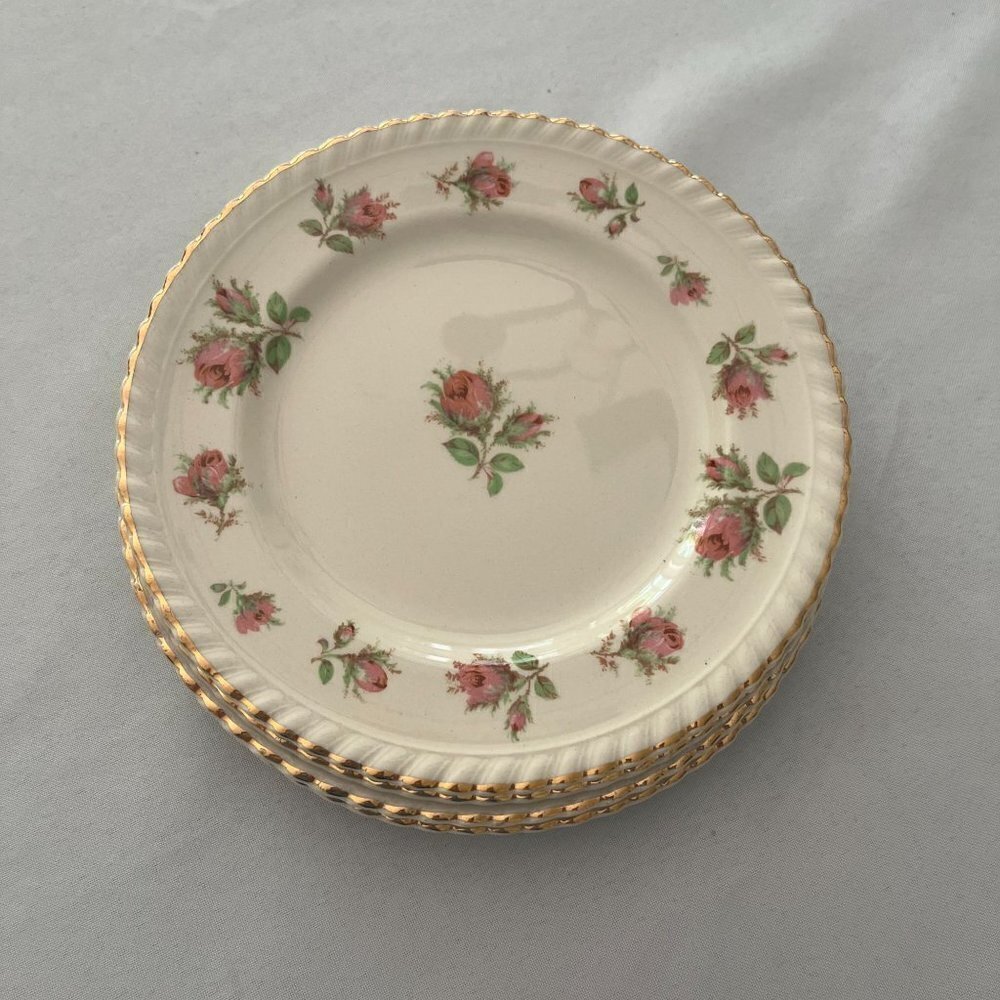 WindsorWare English Rose China Bread Plate with Gold Trim - 6-1/8" Dia. - VTG - Picture 2 of 3